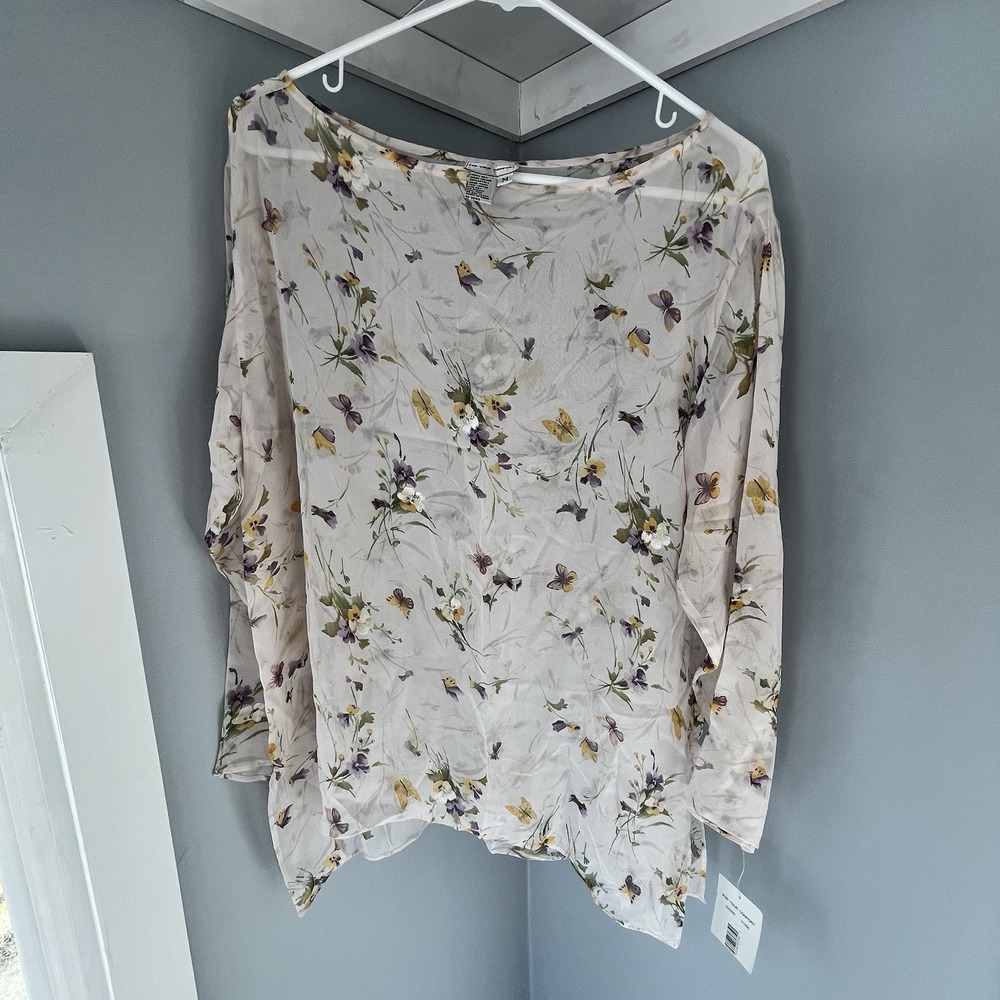 NWT‎ Vintage 100% Silk For Your Comfort Sheer Women's Size Medium Top